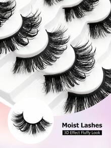 Asiteo 7对湿润触感卡通假睫毛，蓬松浓密，戏剧性仿貂毛睫毛，适合日系动漫人物妆容 - 漫畫款濕睫毛 - 查看 6