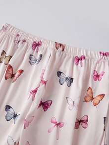 Women's Spring Pajamas Set Print Button Down Lapel V Neck Long Sleeve Tops With Pants Lounge Wear 2 Pcs Set - Pink - View 8