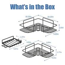 Corner Shower Caddy 3 Pack Bathroom Shelves With Soap Razor Holder No Drilling Shower Shelf Adhesive Shower Storage Rack Black - Black - View 5