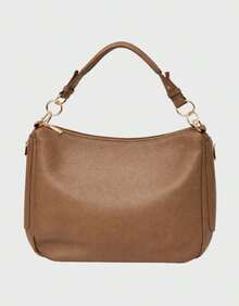 Women's Large Hobo Bag With Modern Finish And Ring Detail - 咖啡 - 查看 6