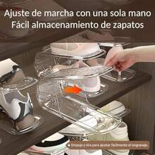 CYPNOrganizador de Zapatos Apilable6 Piezas ranuras ajustables para zapatos apilador de zapatos de doble capa Con textura antideslizante organizador para ahorro de espacio para estantes del ArmarioFashion - Transparente - Ver 8