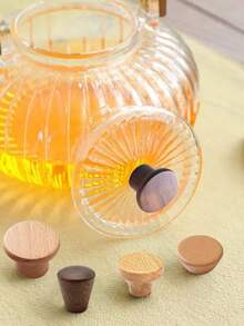 6 szt. akcesoriów do uchwytów do pokrywek dzbanków do herbaty, pasujących do filiżanek, szklanych dzbanków do herbaty, pokrywek ze stali nierdzewnej, uchwytów do dzbanków do mleka, styl japoński, materiał: orzech biały i czarny, w zestawie darmowe śruby - Wielokolorowe - Zobacz 2