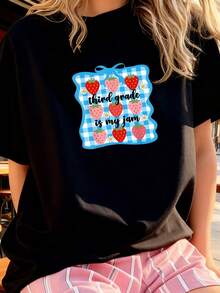 Camiseta Vintage de Manga Corta con Cuello Redondo Pequeño - Negro 10 - Ver 3