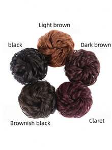 假发、发髻假发、发圈、哑光高温丝质发髻假发、发髻假发、后脑勺假发片、大号发饰、成人花朵发髻