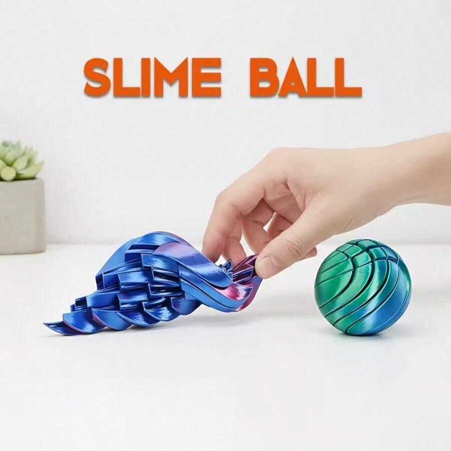 1pc 3D Printed Slime Ball, Colorful Stress Relief Gift, Suitable For Ages 14+, Stress Relief Slime Ball, Laser Gradient, Perfect For Holidays, Valentine's Day, Back To School, Birthday Gifts - Multicolor - View 1