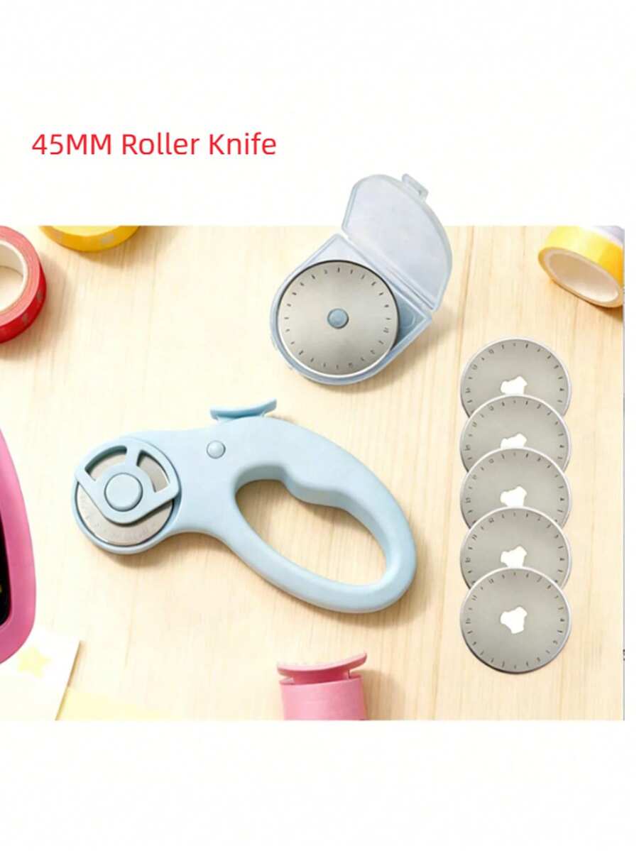 1 Piece Of 45mm Cloth Cutting Roller Knife, Paper Leather Cutting Knife With Blade Handle Surface Sprayed With High Tactile Oil Treatment (Pure Manual Tool)