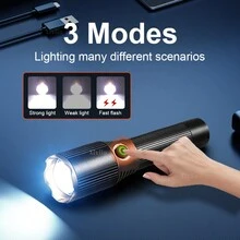 High Power Handheld Led Flashlights Portable Outdoor Camping 3 Lighting Modes Aluminum Alloy Zoomable Light Waterproof Torch - Black - View 4
