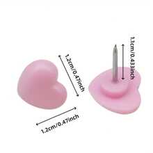 50/100枚可爱粉色心形图钉，心形图钉，DIY装饰配件，情人节礼物包装用品，节日设计工艺配件 - 彩色 - 查看 2