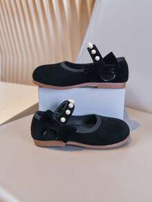 Children's Fashion Pearl Cloth Shoes, Casual Minimalist Style Comfortable Soft Bottom Flat Shoes, Spring/Summer - Black - View 11