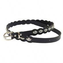 1pc Punk Style Studded Denim Belt, Fashion Street Wear