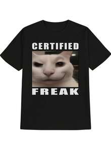 Stylish Mens 180g pure cotton T-shirt with creative letter slogans and geometric patterns,eye-catching and fashionable,a top choice for New Years/Valentines Day gifts in 2026.Also a Mens Valentines Day shirt and casual sportswear. - por defecto - Ver 1