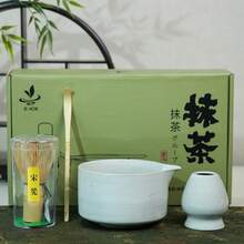 中秋月白抹茶筅礼盒（宋式抹茶筅+白釉斑点茶碗+不锈钢茶漏+竹制茶勺+筅架）| 中秋阖家宴/伴手礼 优雅斑点釉+全套日式抹茶冲泡套装 - 彩色 - 查看 3