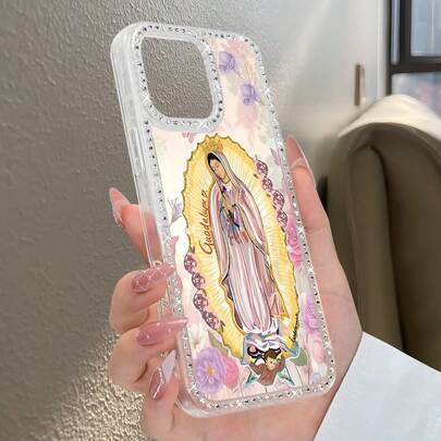 Sacred Guadalupe Virgin With Floral Surround Pattern Phone Case, Compatible Wit…