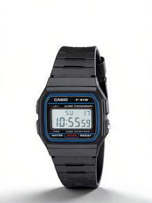 Casio 卡西欧男女通用电子表 - 防水表带，具备日历、闹钟和秒表功能。复古学生风方形腕表。橡胶表带。运动时尚。适合日常佩戴。新年、圣诞节、圣诞礼物。