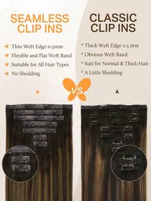 DOORES Seamless Clip In Hair Extensions Real Human Hair 130g-150g 7pcs Virgin Straight Weft Natural Remy PU Invisible Clip In Hair For Women Girls Daily Use Easy To Wear Can Be Styled Real Human Hair Charm Elegant Casual Holiday Outfits Cosplay Campus School Sport Vacation Travel Festival Prom Birthday Costume Party - S2/10 - View 5