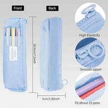 Small Pen Bag With Adjustable Band, Slim Pencil Pouch With Zipper For Makeup Or Notebook - Biru - View 5