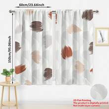 两片装北欧风格抽象2D印花窗帘，简约半遮光，适用于客厅和卧室，营造温馨舒适的家居装饰氛围 - 彩色 - 查看 7