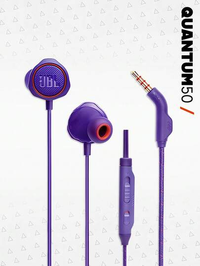 JBL Fones de ouvido intra-auriculares com fio Quantum 50 para jogos, com microfone embutido, compatíveis com PC, consoles de jogos, dispositivos móveis e realidade virtual.
