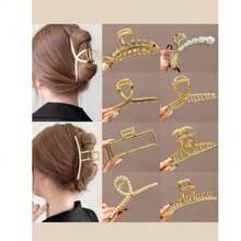 Set Of 6 Gold And Silver Metal Hair Clips / Women's Hair Clips / Various Elegant Designs - 銀色 - 查看 10
