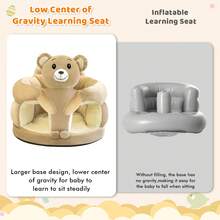 Baby Seat For 3-12 Months-Infant Sitting Support Chair With Cute Bear & Elephant Design, Soft Baby Sofa Floor Seat For Learning To Sit, Baby Shower/ Holiday/ Birthday Gift - Màu Khaki - Xem 6