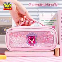 Disney Stitch Liquid Glitter Large Capacity Pencil Case, High-Quality Zipper Stationery Box, Portable Pencil Holder, Multi-Functional Stationery Bag, Great Gift