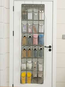 1个壁挂式鞋架（24/28个口袋），适合居家和旅行使用 - 黑色 - 查看 5