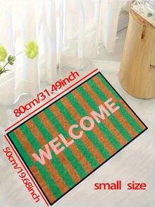 1 pieza Felpudo de bienvenida con rayas marrones y verdes, minimalista de felpa corta de secado rápido y antideslizante, lavable, decoración del hogar, adecuado para cocina, baño, comedor, entrada, fiesta, Año Nuevo, todas las estaciones, decoración de patio - Verde - Ver 9