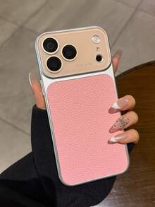 Casing Ponsel Kulit Pink Gaya Klasik dengan Tekstur Leci Vintage, Warna Solid, Kompatibel dengan iPhone 17 Pro Max, Kompatibel dengan Apple Seri 16, 15, 14, 13, Cocok untuk Pasangan, Anti Jatuh, Pelindung Lensa, Hadiah Musim Gugur/Musim Dingin, Paskah, Musim Semi, dan Ulang Tahun. - Berwarna merah muda - View 4