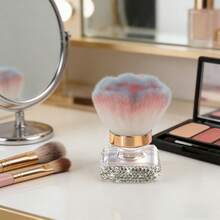 1pc Rhinestone Decorated Multi-Function Makeup Brush, High-End Rose Shaped Powder Blush Brush With Crystal Decor, Portable Travel Friendly, Can Also Be Used As Nail Art Dust Brush - Multicolor - View 4