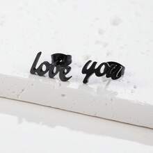 1 Pair "LOVE YOU" Letter Earrings, Fashionable And Personalized Letter Earrings, Minimalist Style, Letter Elements Suitable For Daily Commuting, Dating, Parties - GED466 - View 5