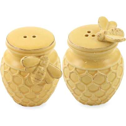 - Salero y pimentero de gres en relieve, juego de 2 piezas, panal,39837127