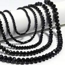 10颗3/4/6/8/10毫米刻面黑色奥地利水晶玻璃珠，圆形珠子，适用于珠宝制作、DIY手链、项链、耳环、包包设计