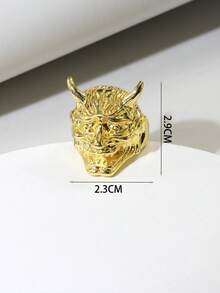 1枚男士角状骷髅合金戒指 - 惡魔 - 查看 6