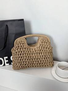 Bolsa de palha trançada artesanal, moderna, minimalista e versátil para o dia a dia. - Multicolorido - Ver 9
