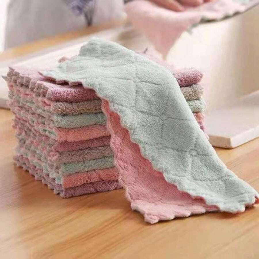 10-Piece Kitchen Towel And Dish Cloth Set - Perfect For Dishwashing And Daily Cooking - Suitable For Restaurant Use, Easy To Clean, Strong Cleaning Ability