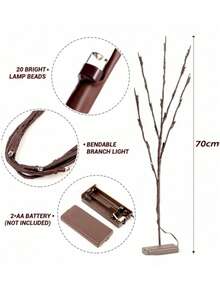 1 cuộn dây đèn giả dài 2,3m (7,55ft), mềm mại và dễ uốn cong, dùng nguồn USB, 8 chế độ chiếu sáng, thích hợp trang trí tường trong nhà, phòng ngủ hoặc phòng khách, tuyệt vời cho trang trí mùa đông/mùa xuân, đám cưới, tiệc tùng, ngày Valentine và làm quà tặng. - màu nâu - Xem 16