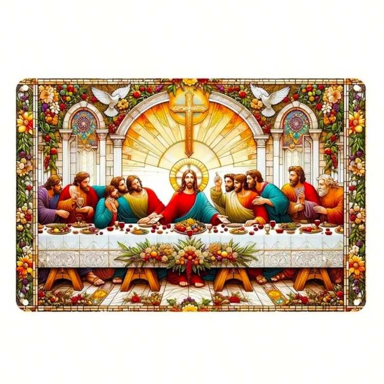 1pc The Last Supper Sunlight Catcher, Artificial 5D Visual Dyed Acrylic Window Decor, The Last Supper Decor, Easter Acrylic Plaque, Holy Week Decor, Easter Decor, Home Decor, Garden Decor, Outdoor Hanging Decor, Room Decor, Religious Decor - Multicolor - View 7