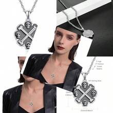 Collar cruz plata cruz vikinga colgante nórdico wiccano joyería gótica halloween regalo hombres mujeres - como en la foto - Ver 3