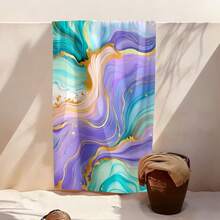 1pc Marble Geometric Pattern Printed Beach Towel, Super Absorbent Quick Dry Towel For Swimming, Soft And Lightweight Beach Blanket, Suitable For Beach, Swimming, Outdoor, Travel, An Ideal Beach Essential - Multicolor - View 5