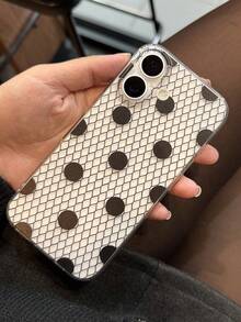 优雅黑色波点蕾丝图案透明软壳手机壳，兼容 17 Pro Max、17 Pro、17、16 Pro Max、16 Pro、16、15 Pro Max、15 Pro、15、14 Pro Max、14 Pro、14、13 Pro Max、13 Pro、13、12 Pro Max、12 Pro、12、11，浪漫创意防震后盖，送给女孩的礼物，情侣礼物。 - 黑色蕾絲波點 - 查看 5