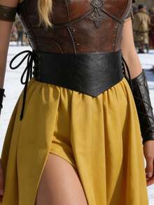 1件中世纪维京复古宽腰带，文艺复兴时期角色扮演服装道具，男女通用 - A - 查看 11