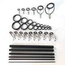 Fishing Rod Repair Kit, Includes 6pcs Double Foot Guides, 18pcs Ceramic Guides, 9pcs Rod Tips, 6pcs Carbon Fiber Rod Repair Blanks - Set - View 2