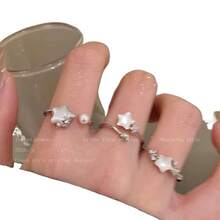 Star Pearl Open Ring For Women 2025 New High-End Index Finger Ring Niche Fashion Personality Adjustable Ring - M173 [Nhẫn ngọc trai sao] - Xem 5
