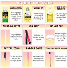 Goiple Waterproof Lace Glue Kit Wig Lace Bond Melting Spray Extra Hold For Lace Front Glueless Adhesive,Includes Lace Melting And Holding Spray,Wig Glue,Adhesive Remover,Rat Tail Comb,  Double Sided Brush,Eyebrow Trimmer,Elastic Hair Band,HD Wig Caps - 18件 - 查看 11