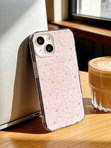 1pc Pink Star Cat Magnetic Phone Case Protective Cover For IPhone11/12/13/14/15/16/17/PROMAX - Pink - View 2