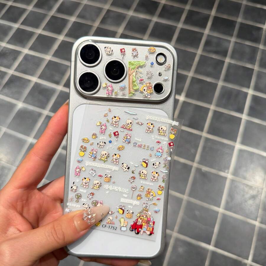 卡通狗动态趣味浮雕贴纸+高级镜头膜，适用于苹果17系列、17 Pro Max/17 Pro后置摄像头，升级版保护膜，防刮花、防指纹，易于安装，提供极致保护 - 鏡頭膜+貼紙 - 查看 1