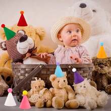 10 Pcs Mini Birthday Party Hats Multicolor Lovely Cone Hats For Animals Stuffed Pets Birthday Holiday Accessories Decoration Supplies - như hình - Xem 5