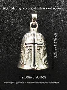 AD 1pc Light Gray Motorcycle Bicycle Bell Accessory, Safety Riding Protection, Motorcycle Angel Bell, Exorcism Bell, Stainless Steel Retro Punk Biker Bell, Black Cross - Vinyl Cross - View 5