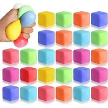 1/6/12/18/24pcs Mini Squeeze Stress Relief Cube: For Anxiety Relief, Stretching, Playing With Playdough, Party Favors, Hand Sensory Stress Ball (Random Color) - Multicolor - View 7