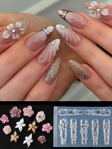 1pc Blooming Camellia, Orchid, Lily Flower Nail Art Carving Mold, High Transparency Silicone 5-Petal Flower Nail Gel Printing Mold, Nail Art Tool For Spring & Summer - Clear - View 7